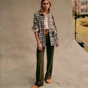 NWOT Sezane Will Jacket Ochre Blue Check Plaid